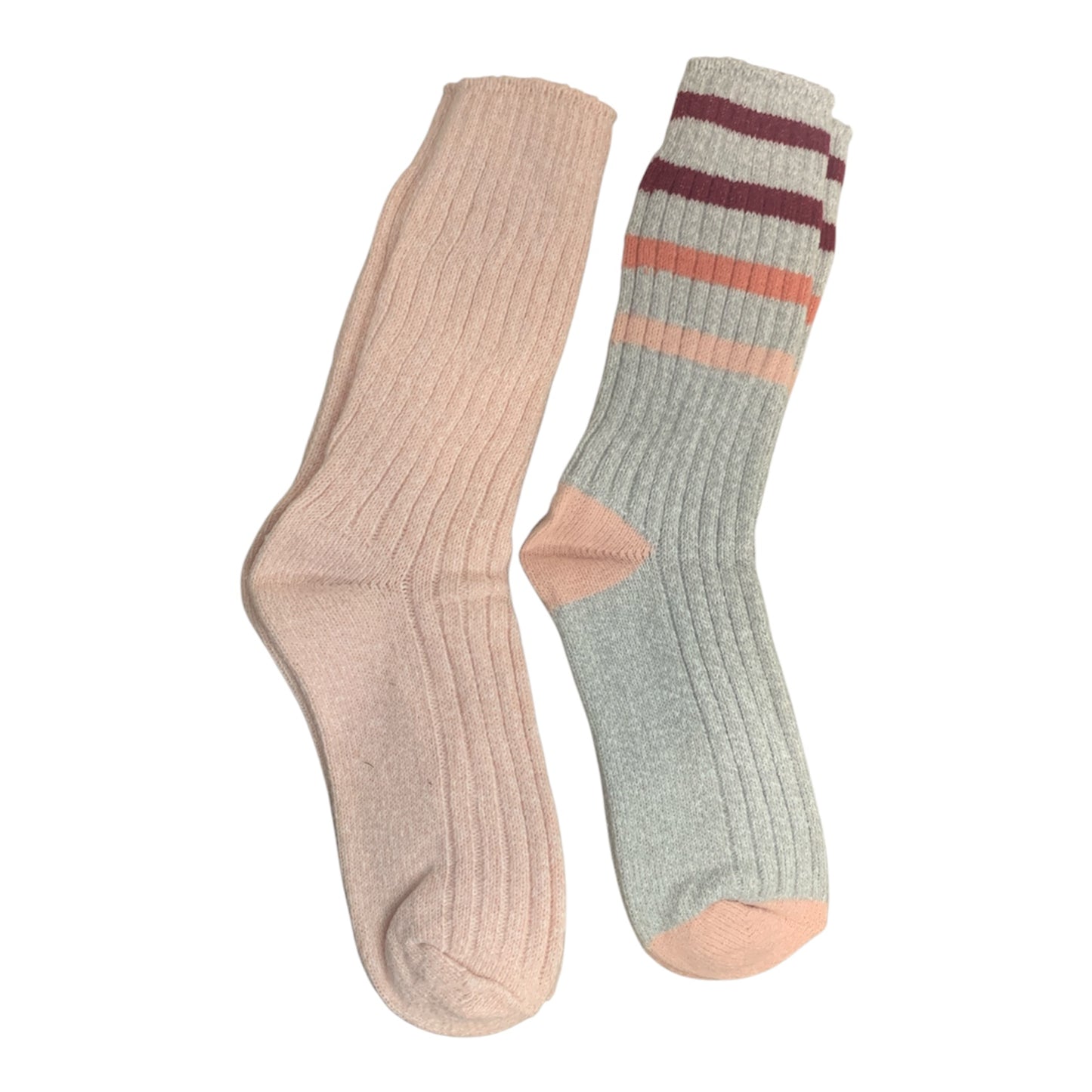2pk Cotton Blend Ribbed Crew Socks