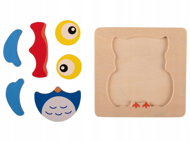 Wooden Puzzle for babies from 12 months Playtive OWL 5 pieces 2D
