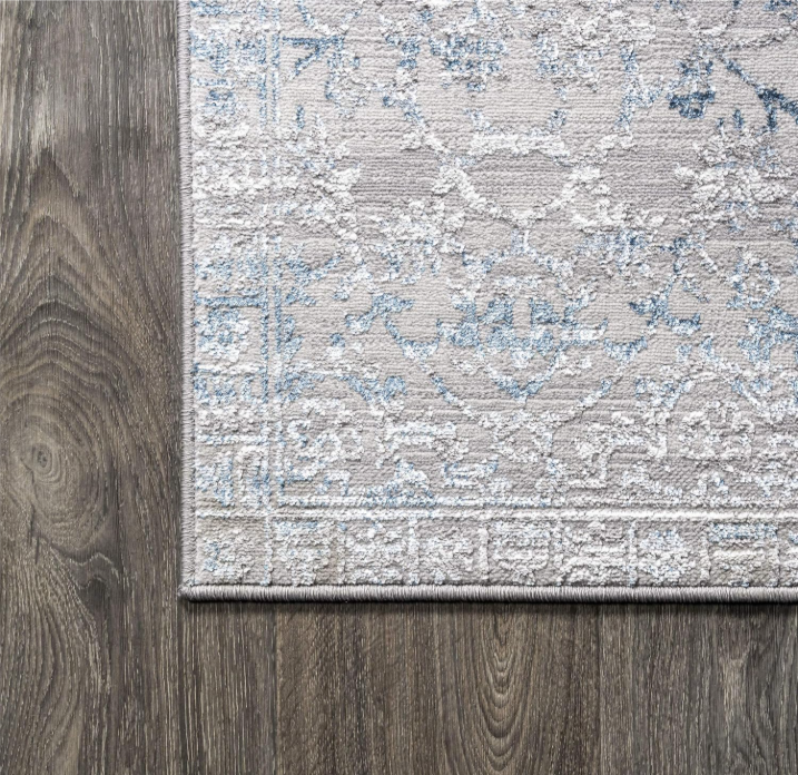 Tidal Modern Strie' Gray/Blue Runner Rug | Transitional, Casual, Vintage