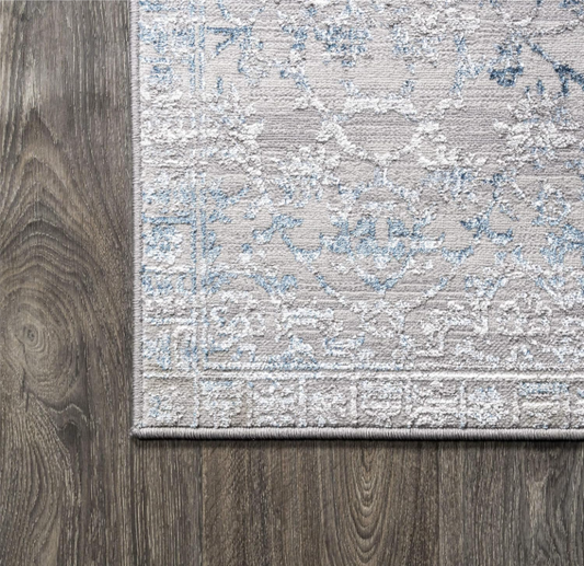 Tidal Modern Strie' Gray/Blue Runner Rug | Transitional, Casual, Vintage