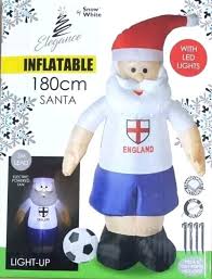 180cm Inflatable England SANTA With LED Lights Football Supporters Christmas
