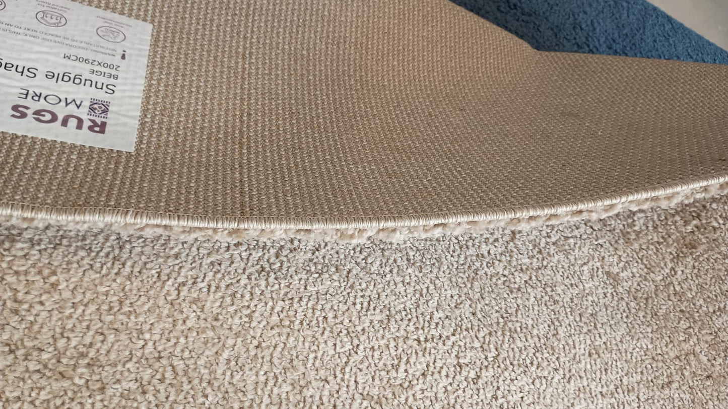Snuggle Shaggy Beige Area Rug- The Ultimate in Softness