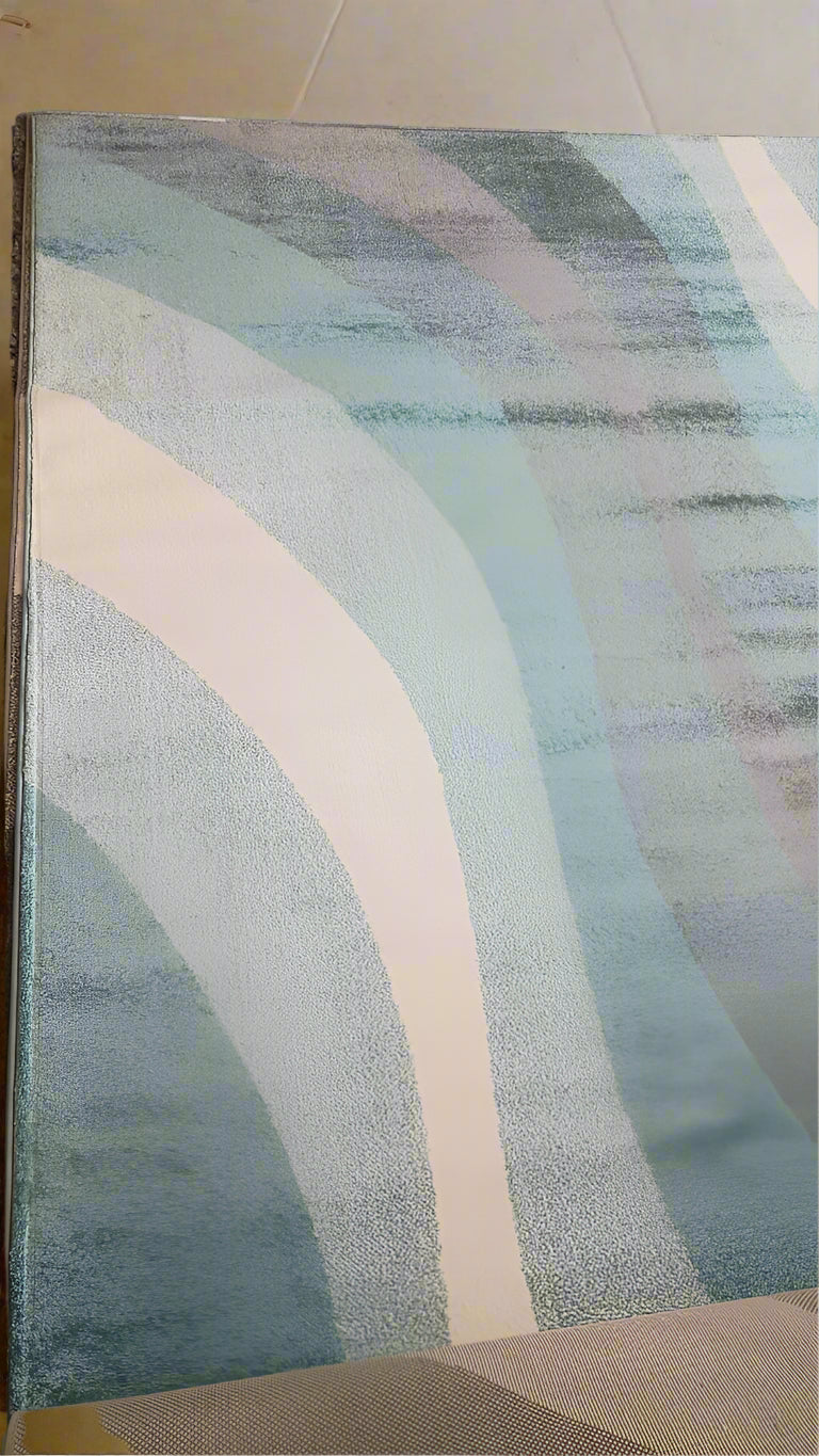 Rugs and More Swirl Turquoise Washable Rug for Large Living Room