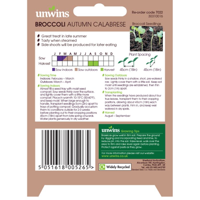 UNWINS Broccoli Autumn Calabrese Seeds