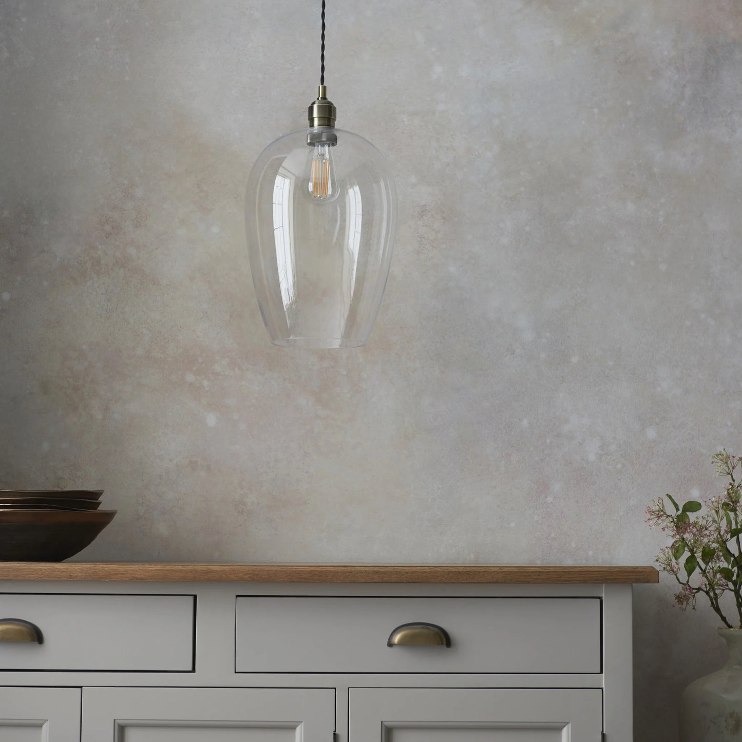 Drop Light Pendant Antique Brass