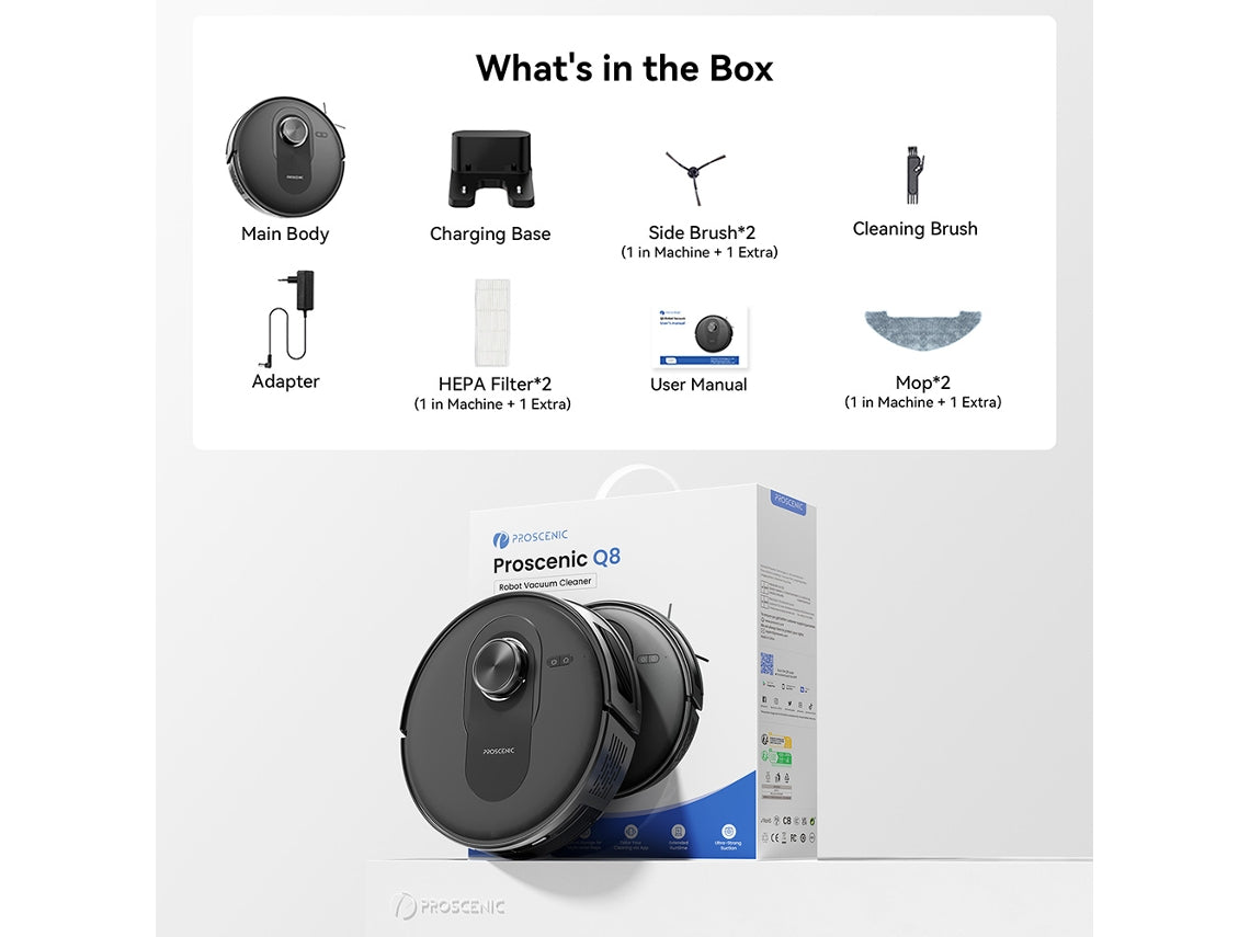 Proscenic Q8 Robot Vacuum Cleaner, 5000 PA