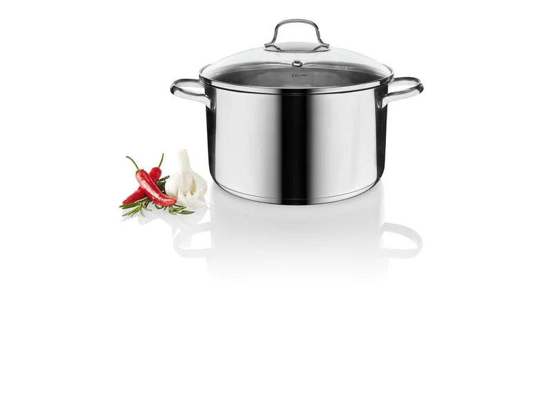 Ernesto 20cm Stainless Steel Saucepan with Vented Lid and Internal Measurement Markings, 2.5L Capacity, Suitable for All Hobs