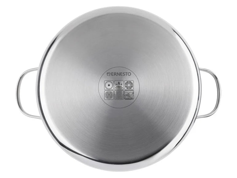 Ernesto 20cm Stainless Steel Saucepan with Vented Lid and Internal Measurement Markings, 2.5L Capacity, Suitable for All Hobs