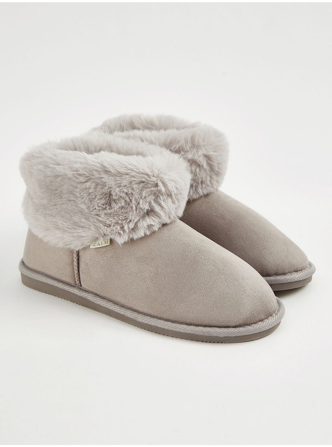 Grey Faux Fur Slipper Boots
