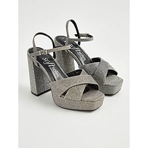Silver Glitter Platform Heels