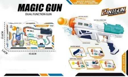2-in-1 soft bullet and pinball gun with water function