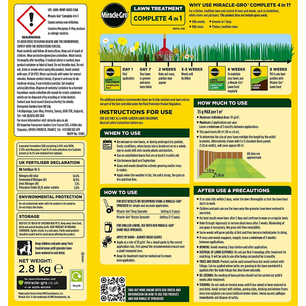 Miracle-Gro Complete 4in1 Lawn treatment Granules 80m² 2.8kg