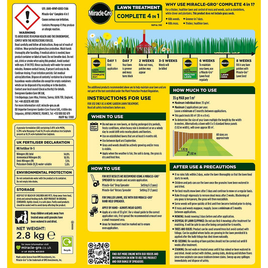 Miracle-Gro Complete 4in1 Lawn treatment Granules 80m² 2.8kg