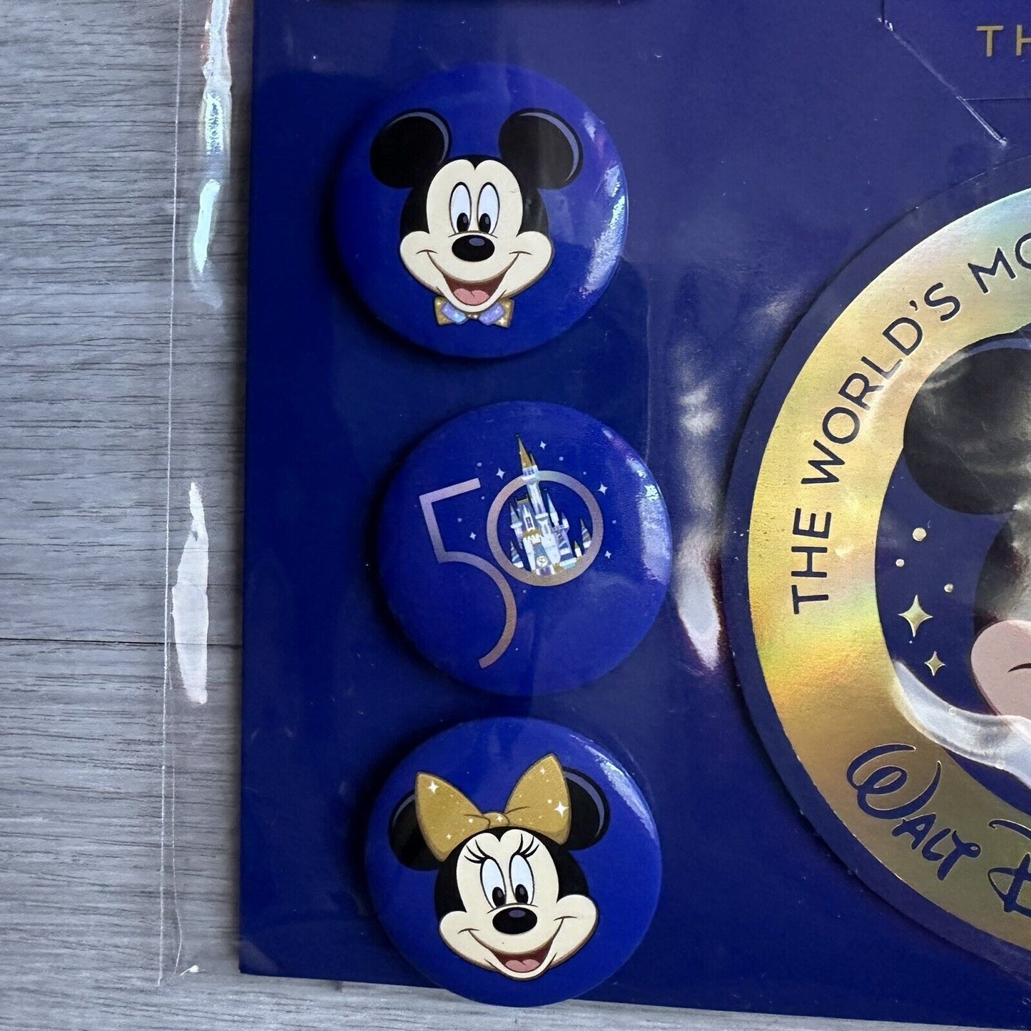 Walt Disney World 50th Anniversary Souvenir Booster Set Magnet Keychain Pin