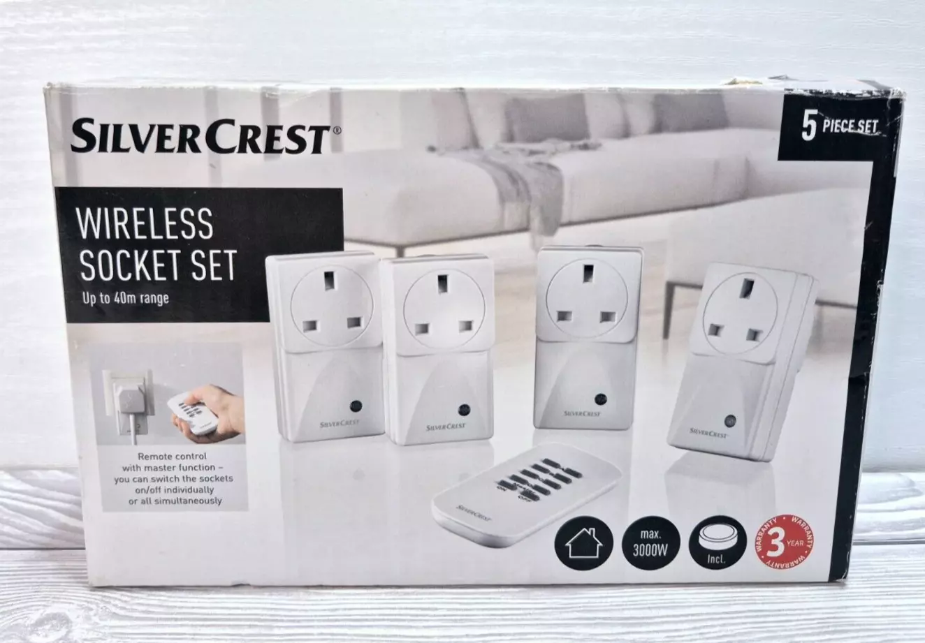 SilverCrest Indoor Wireless Socket Set - Up To 40m Range / 5 Piece Set ...