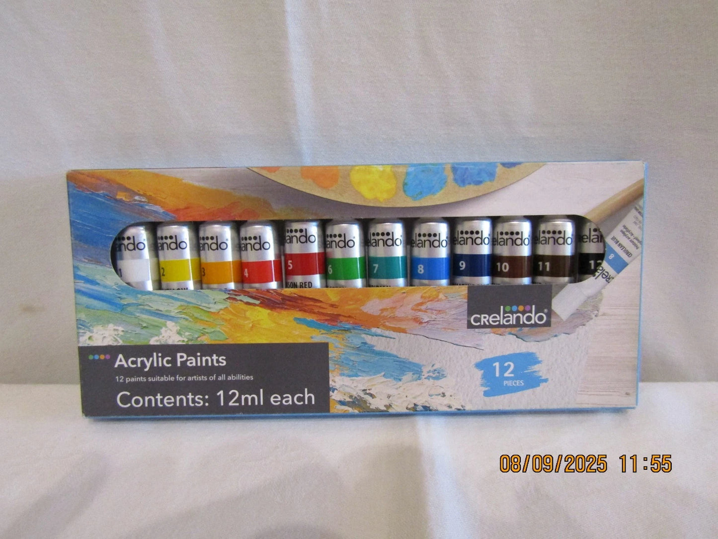 Crelando Set of 12 Acrylic Paints Artists paint set 12ml