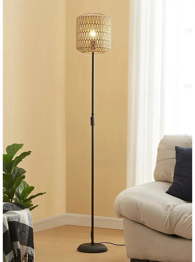 Black Rattan Floor Lamp