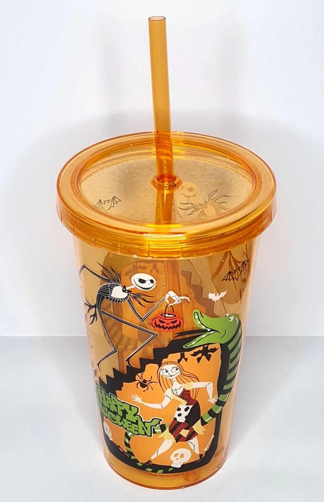 DISNEY THE NIGHTMARE BEFORE CHRISTMAS PLASTIC TUMBLER CUP WITH STRAW