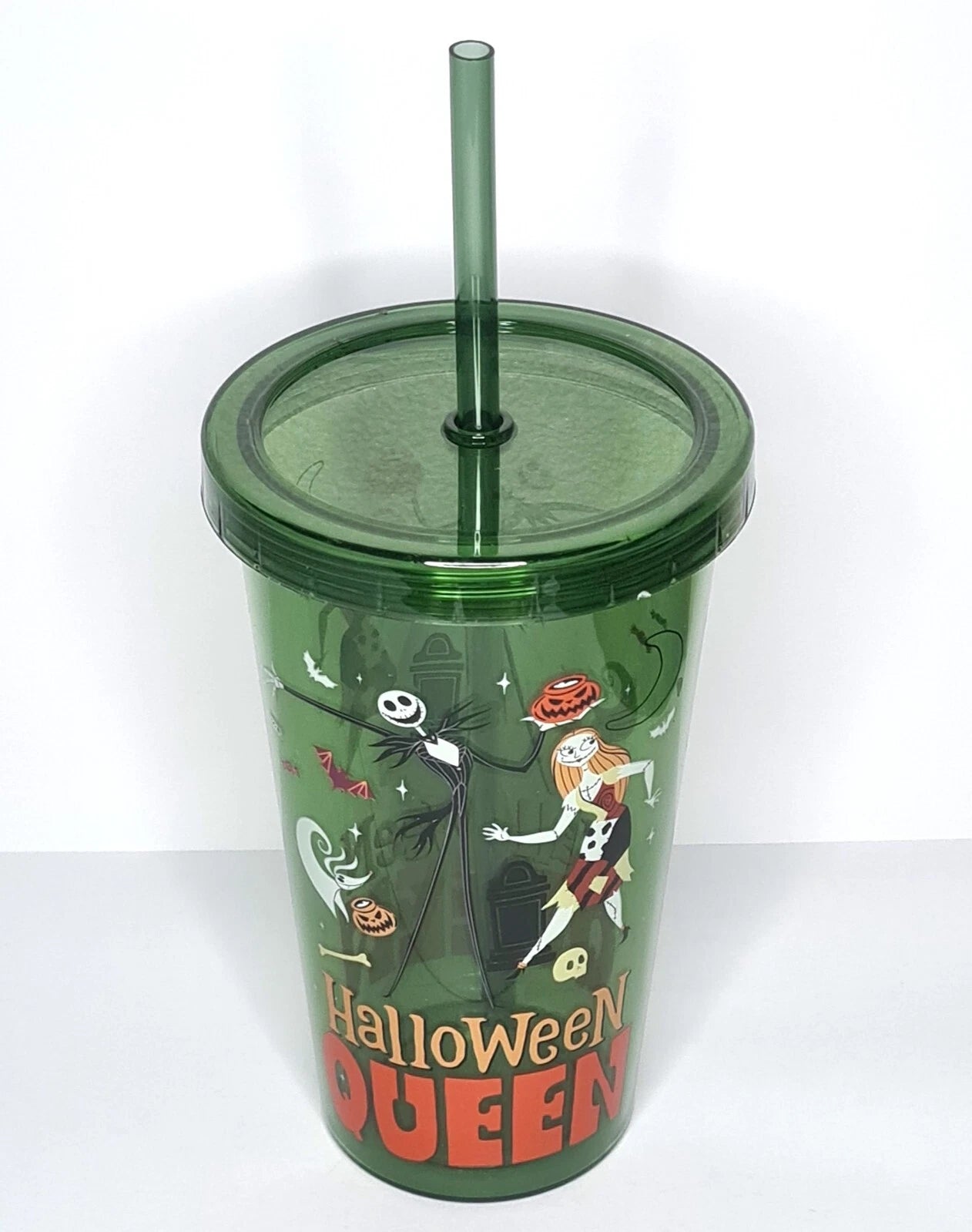 DISNEY THE NIGHTMARE BEFORE CHRISTMAS PLASTIC TUMBLER CUP WITH STRAW