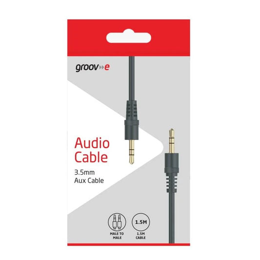 Groov-e Audio 3.5mm Aux Cable Male to Male For Speakers Headphones - 1.5 Metre
