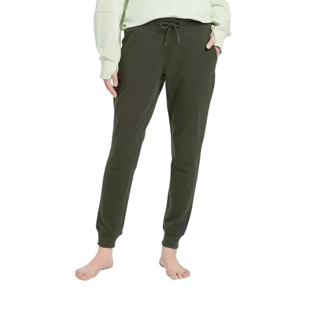 All in Motion Women's Mid-Rise French Terry Joggers, Olive Green (S)