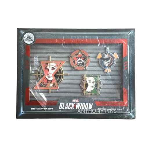 Disney Store 2021 Marvel Black Widow Pin Box LE 2300 Limited Edition Pins Set