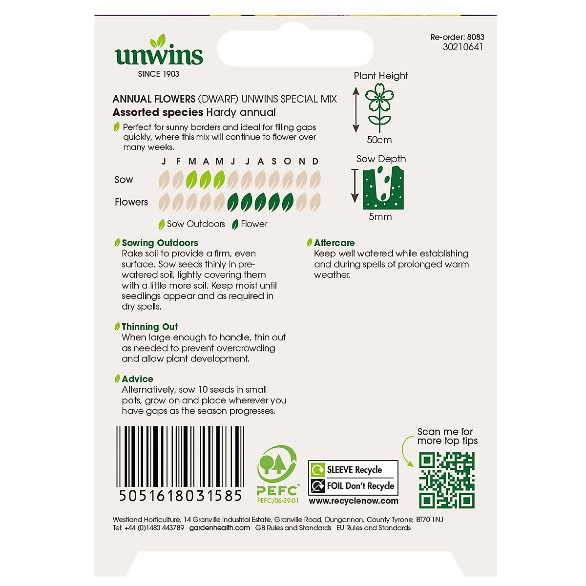Unwins Annual Flowers Seeds (Dwarf) Unwins Special Mix