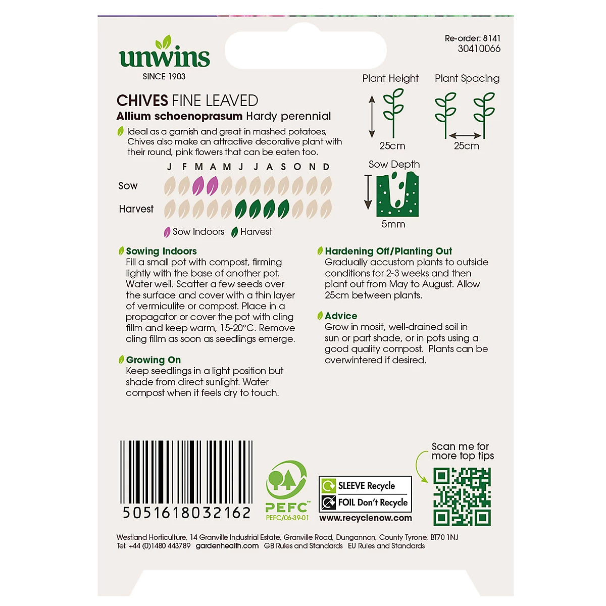 Unwins Herb Chives Fine Leaved Easy To Grow Seeds