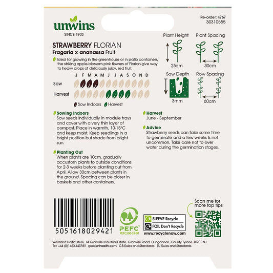 Unwins Strawberry Florian Easy To Grow Seeds