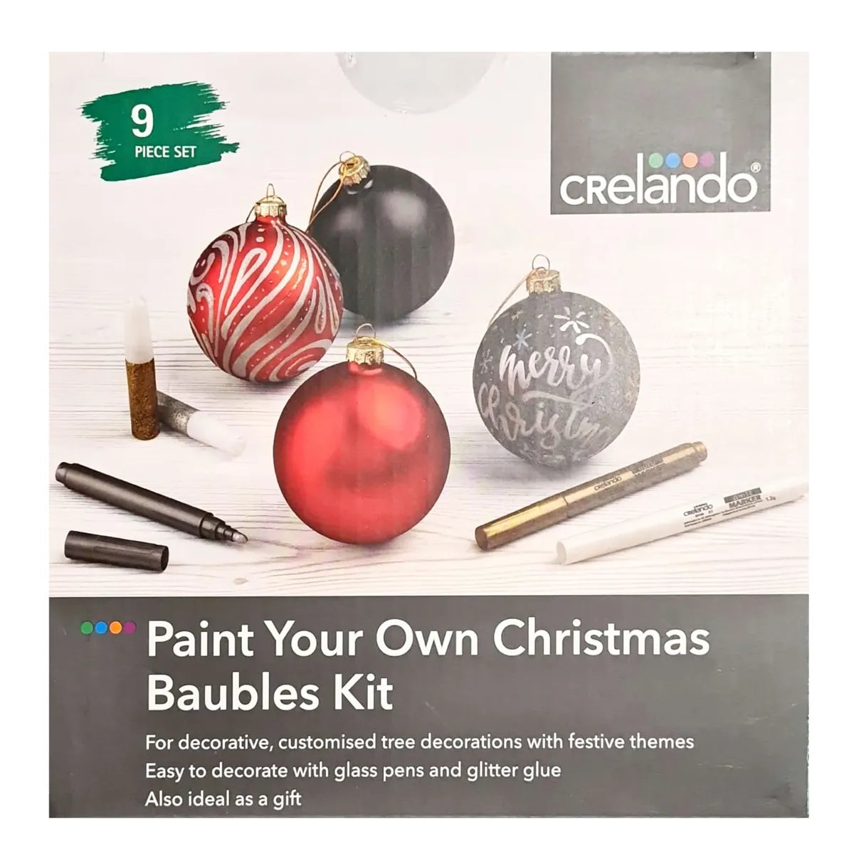 CRELANDO PAINTING BAUBLES SET 9 Pcs